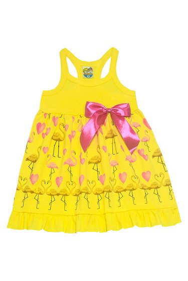 Vestido Infantil Flamingo Amarelo - Malugui