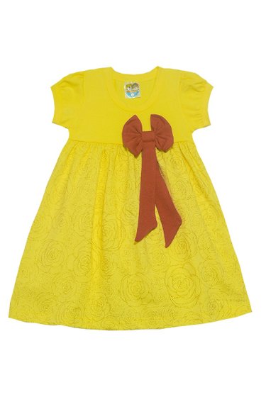 Vestido Infantil Rosas Amarelo - Malugui