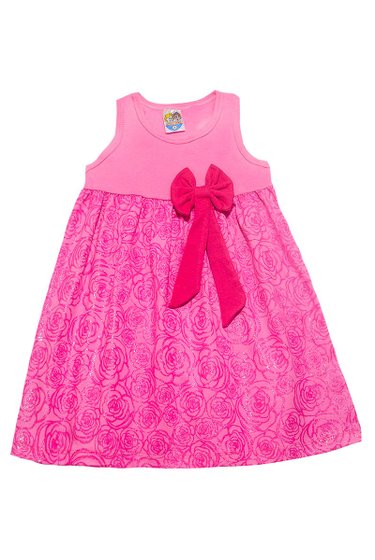 Vestido Infantil Laço e Rosas Rosa - Malugui