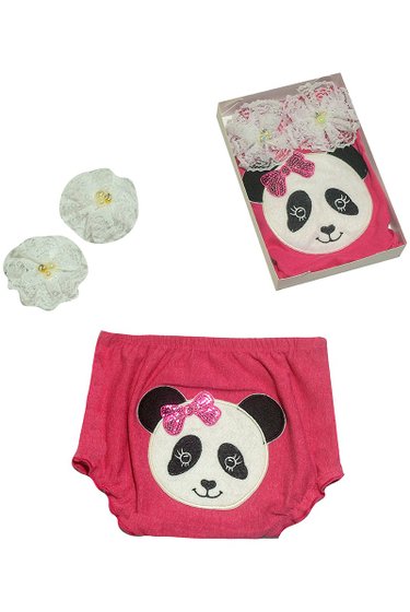 Kit Lacinho e Calcinha Panda Pink