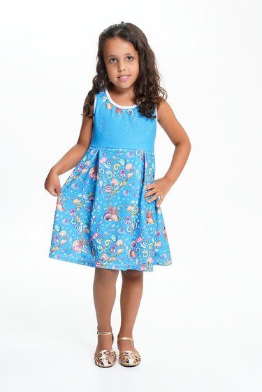 Vestido Infantil Conchinhas Azul - Malugui