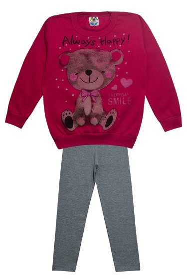 Conjunto Infantil Urso de Laço Pink - Malugui