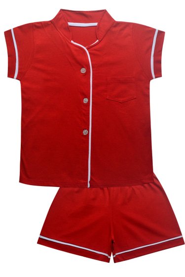 Pijama Menina Botões Vermelho - Malugui