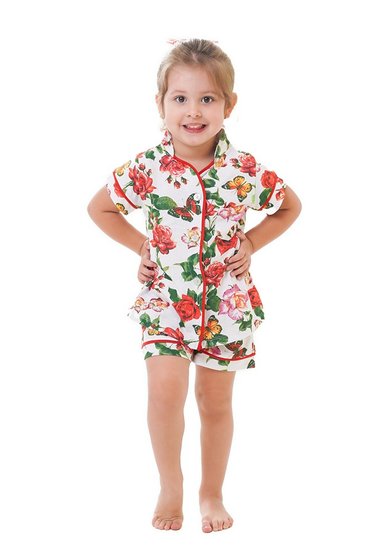 Pijama Menina Botões Flores - Malugui