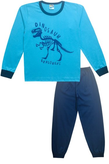 Pijama Infantil Azul Claro Dinossauro