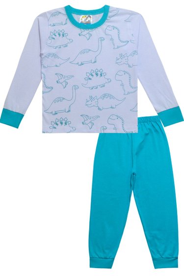 Pijama Infantil Branco com Verde