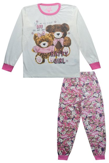 Pijama Infantil Ursos Off White 