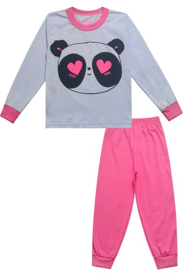 Pijama Infantil Panda Rosa Claro